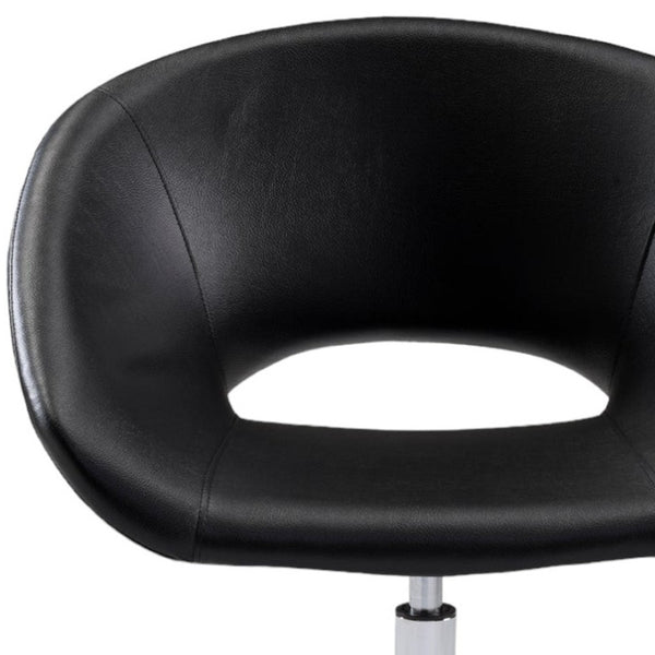 HomeRoots Black Faux Leather Adjustable Height Swivel Office Chair - Modern Comfort for Every Workspace 554044