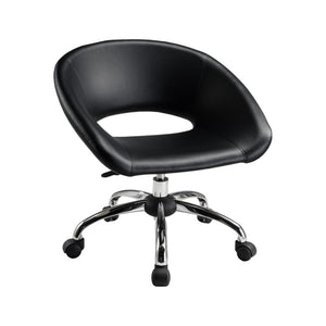 HomeRoots Black Faux Leather Adjustable Height Swivel Office Chair - Modern Comfort for Every Workspace 554044