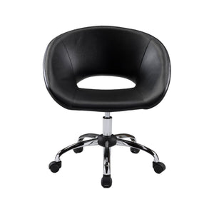 HomeRoots Black Faux Leather Adjustable Height Swivel Office Chair - Modern Comfort for Every Workspace 554044