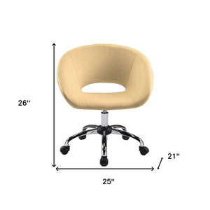 HomeRoots Beige Faux Leather Adjustable Height Swivel Chair - Modern Ergonomic Design for Office & Home Use 554045