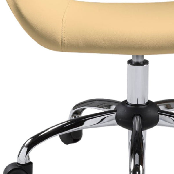 HomeRoots Beige Faux Leather Adjustable Height Swivel Chair - Modern Ergonomic Design for Office & Home Use 554045