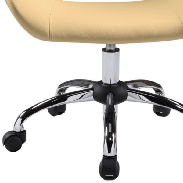 HomeRoots Beige Faux Leather Adjustable Height Swivel Chair - Modern Ergonomic Design for Office & Home Use 554045