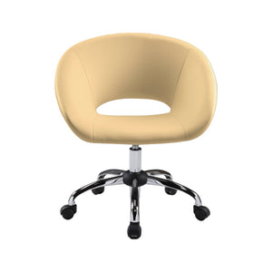 HomeRoots Beige Faux Leather Adjustable Height Swivel Chair - Modern Ergonomic Design for Office & Home Use 554045