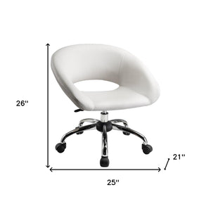 HomeRoots White Faux Leather Adjustable Height Swivel Office Chair - Modern Design for Comfort & Mobility 554046