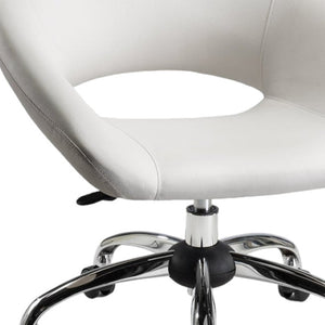 HomeRoots White Faux Leather Adjustable Height Swivel Office Chair - Modern Design for Comfort & Mobility 554046