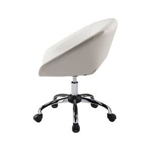 HomeRoots White Faux Leather Adjustable Height Swivel Office Chair - Modern Design for Comfort & Mobility 554046