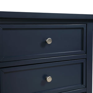 English Elm Luca 3-Drawer Nightstand with Dovetail Drawers and Metal Glides, Tapered Legs, No Assembly Required Dark Blue B050P376949