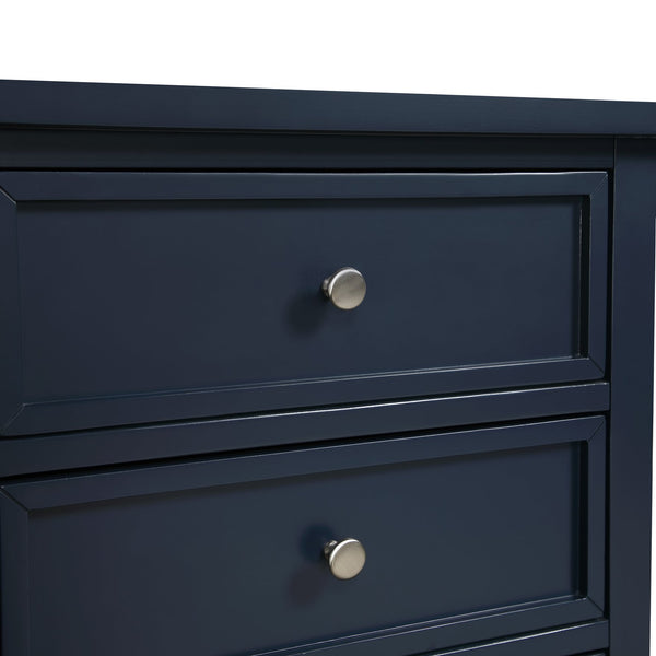 English Elm Luca 3-Drawer Nightstand with Dovetail Drawers and Metal Glides, Tapered Legs, No Assembly Required Dark Blue B050P376949