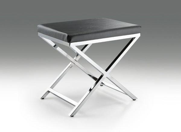HomeRoots 21" Charcoal Faux Leather Vanity Chair with Silver Metal Frame – Stylish, Durable, and Versatile Design 554175