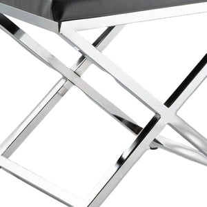 HomeRoots 21" Charcoal Faux Leather Vanity Chair with Silver Metal Frame – Stylish, Durable, and Versatile Design 554175
