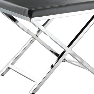 HomeRoots 21" Charcoal Faux Leather Vanity Chair with Silver Metal Frame – Stylish, Durable, and Versatile Design 554175
