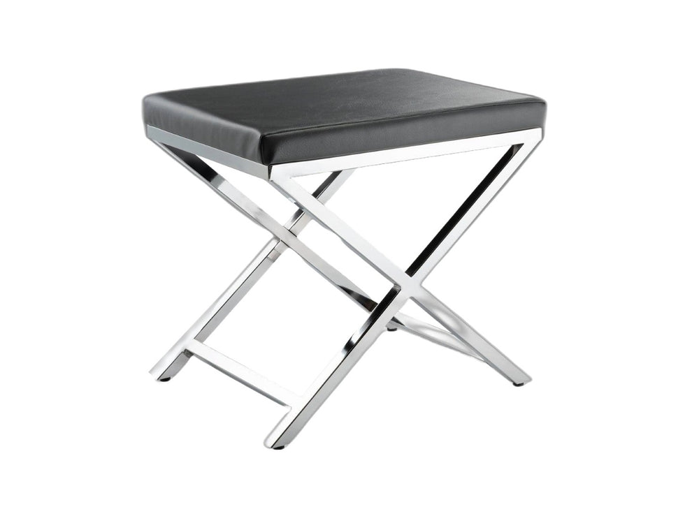 HomeRoots 21" Charcoal Faux Leather Vanity Chair with Silver Metal Frame – Stylish, Durable, and Versatile Design 554175