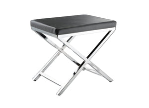 HomeRoots 21" Charcoal Faux Leather Vanity Chair with Silver Metal Frame – Stylish, Durable, and Versatile Design 554175