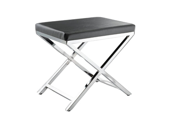 HomeRoots 21" Charcoal Faux Leather Vanity Chair with Silver Metal Frame – Stylish, Durable, and Versatile Design 554175