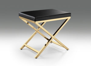 HomeRoots 21" Black and Gold Faux Leather Vanity Chair - Sleek, Modern Comfort for Chic Spaces, Fully Assembled! 554176
