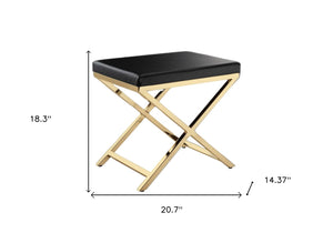HomeRoots 21" Black and Gold Faux Leather Vanity Chair - Sleek, Modern Comfort for Chic Spaces, Fully Assembled! 554176