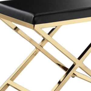 HomeRoots 21" Black and Gold Faux Leather Vanity Chair - Sleek, Modern Comfort for Chic Spaces, Fully Assembled! 554176