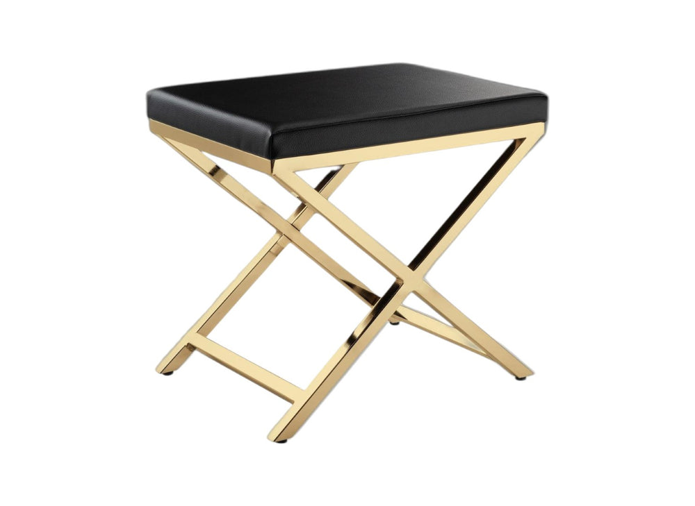 HomeRoots 21" Black and Gold Faux Leather Vanity Chair - Sleek, Modern Comfort for Chic Spaces, Fully Assembled! 554176