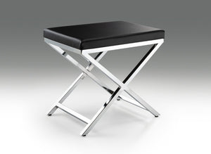 HomeRoots 21" Black Faux Leather Vanity Chair with Silver Metallic Legs – Modern Comfort for Any Space 554177