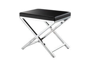 HomeRoots 21" Black Faux Leather Vanity Chair with Silver Metallic Legs – Modern Comfort for Any Space 554177
