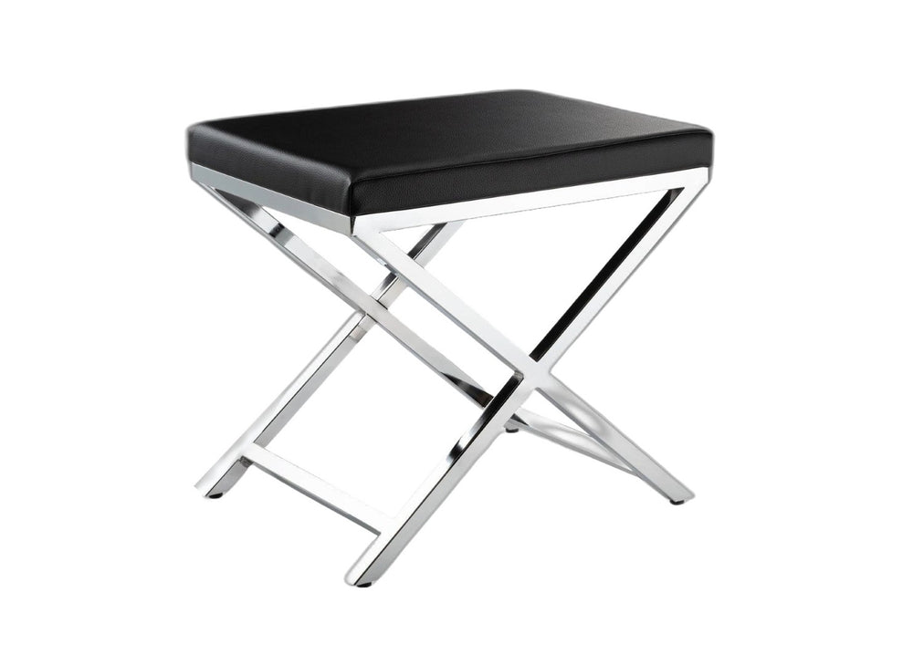 HomeRoots 21" Black Faux Leather Vanity Chair with Silver Metallic Legs – Modern Comfort for Any Space 554177