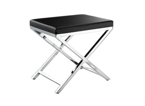 HomeRoots 21" Black Faux Leather Vanity Chair with Silver Metallic Legs – Modern Comfort for Any Space 554177
