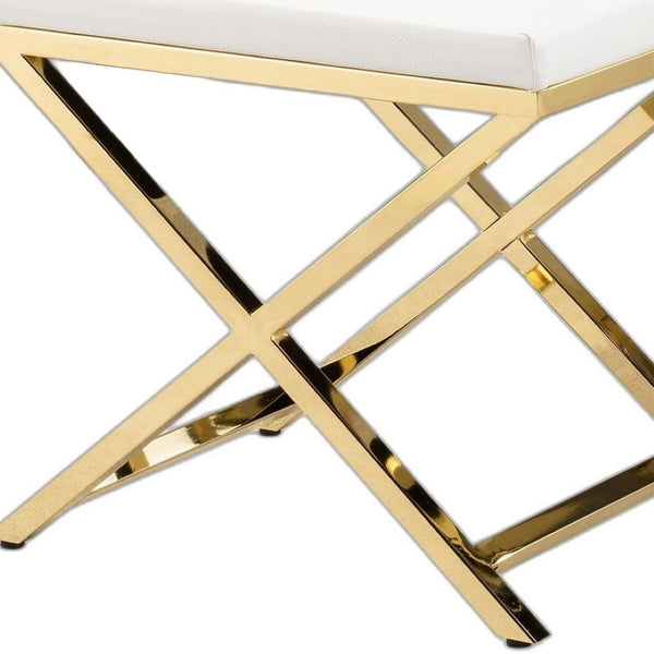 HomeRoots 21" Modern White and Gold Faux Leather Vanity Chair - Compact, Stylish, and Comfortable Accent Seat 554178