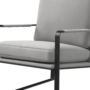 HomeRoots 35" Light Gray Velvet Lounge Chair with Black Accents, Metal Frame – Modern Comfort for Any Space 554180
