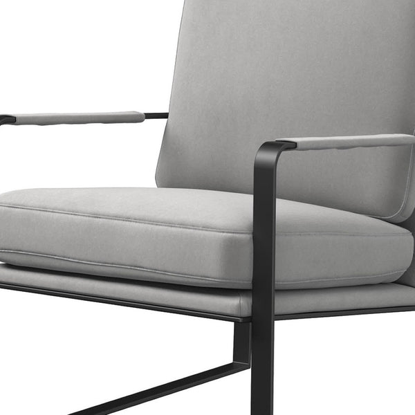 HomeRoots 35" Light Gray Velvet Lounge Chair with Black Accents, Metal Frame – Modern Comfort for Any Space 554180