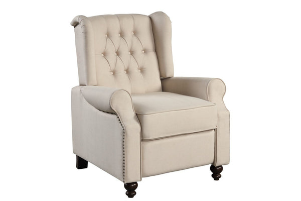 HomeRoots 31" Beige Microfiber Manual Club Recliner - Timeless Comfort, Compact Design for Any Space Decor 554182