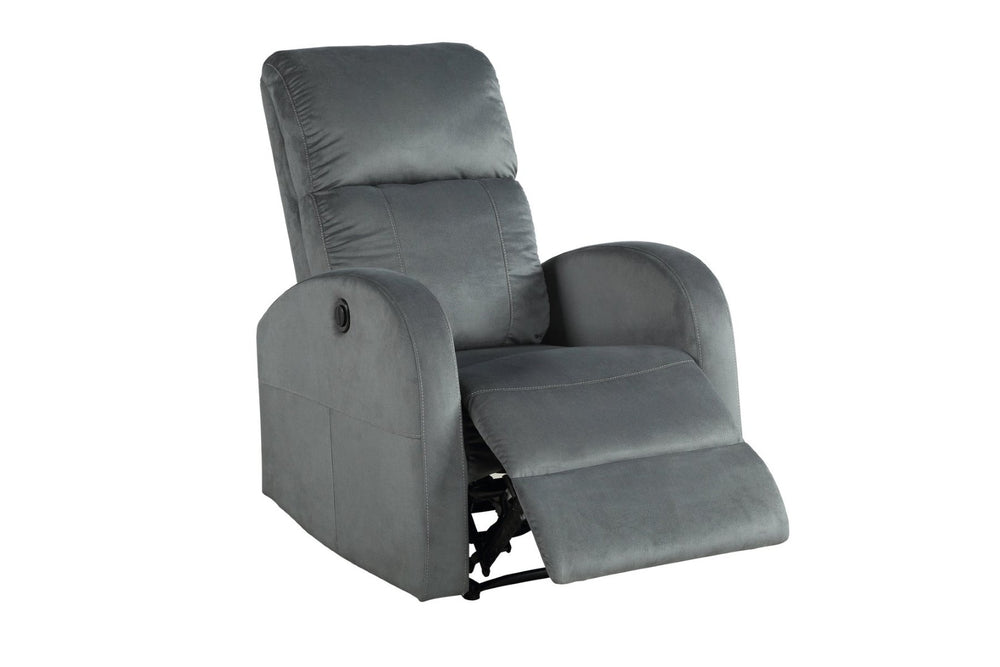 HomeRoots 28" Gray Velvet Power Club Recliner - Luxurious Comfort with Effortless Push-Button Recline for Any Space 554183