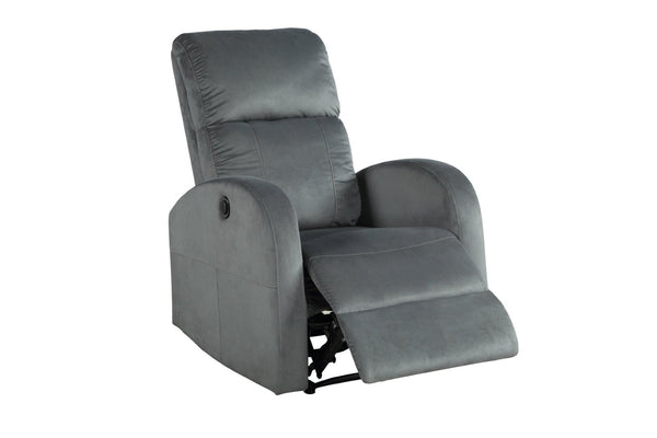 HomeRoots 28" Gray Velvet Power Club Recliner - Luxurious Comfort with Effortless Push-Button Recline for Any Space 554183