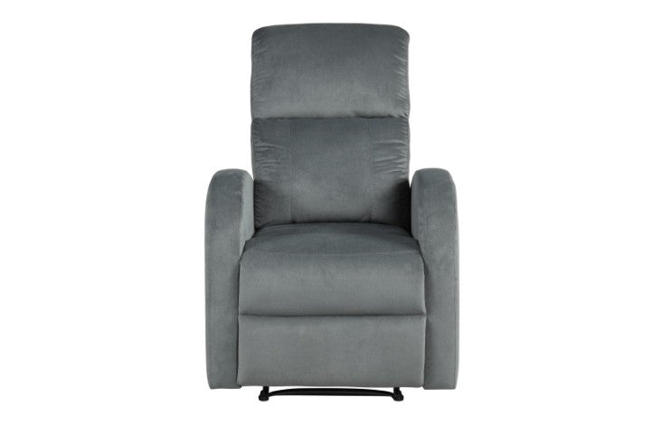 Homeroots 28" Gray Velvet Power Club Recliner - Luxurious Comfort With Smooth Recline Function For Stylish Relaxation   554183