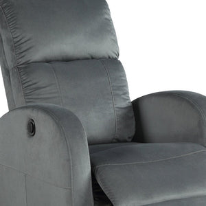 Homeroots 28" Gray Velvet Power Club Recliner - Luxurious Comfort With Smooth Recline Function For Stylish Relaxation   554183