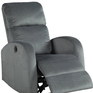 Homeroots 28" Gray Velvet Power Club Recliner - Luxurious Comfort With Smooth Recline Function For Stylish Relaxation   554183