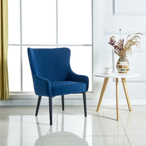 Homeroots 28" Blue And Black Velvet Wingback Chair - Stylish, Comfortable Seating For Living Room Or Office Upgrade   554184
