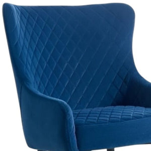 Homeroots 28" Blue And Black Velvet Wingback Chair - Stylish, Comfortable Seating For Living Room Or Office Upgrade   554184