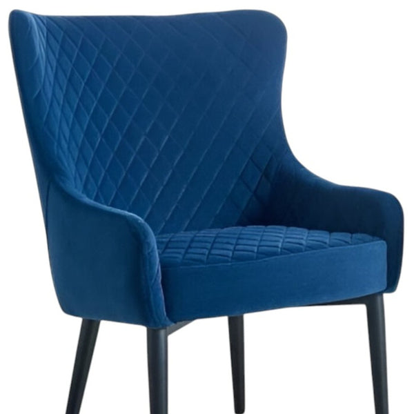 Homeroots 28" Blue And Black Velvet Wingback Chair - Stylish, Comfortable Seating For Living Room Or Office Upgrade   554184