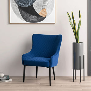 Homeroots 28" Blue And Black Velvet Wingback Chair - Stylish, Comfortable Seating For Living Room Or Office Upgrade   554184