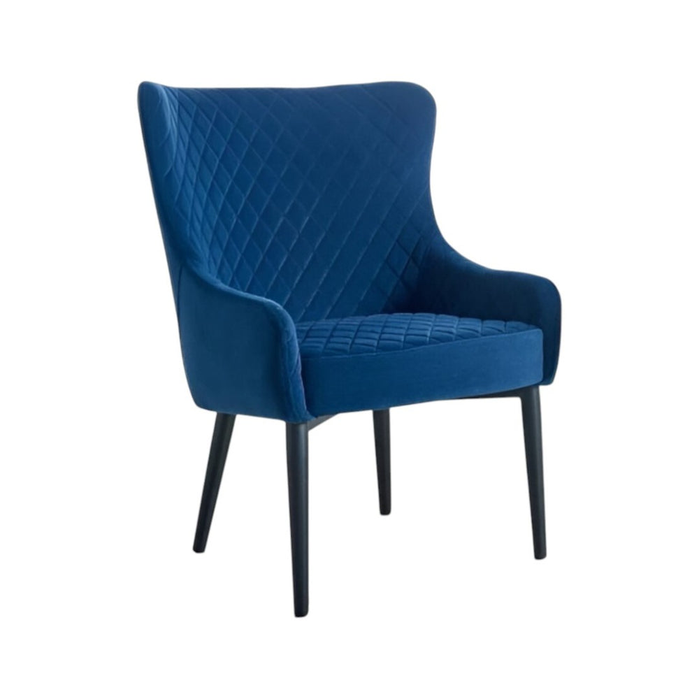 HomeRoots 28" Elegant Blue and Black Tufted Velvet Wingback Chair – Stylish Comfort for Living Rooms and Offices 554184