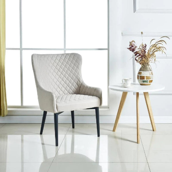 HomeRoots 28" Elegant Beige and Black Wingback Accent Chair - Modern Comfort for Living Rooms & Offices 554185