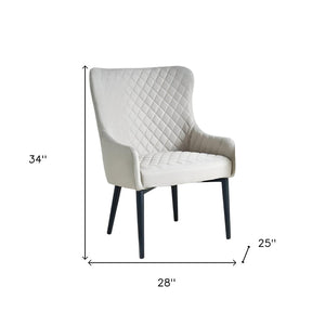 HomeRoots 28" Elegant Beige and Black Wingback Accent Chair - Modern Comfort for Living Rooms & Offices 554185