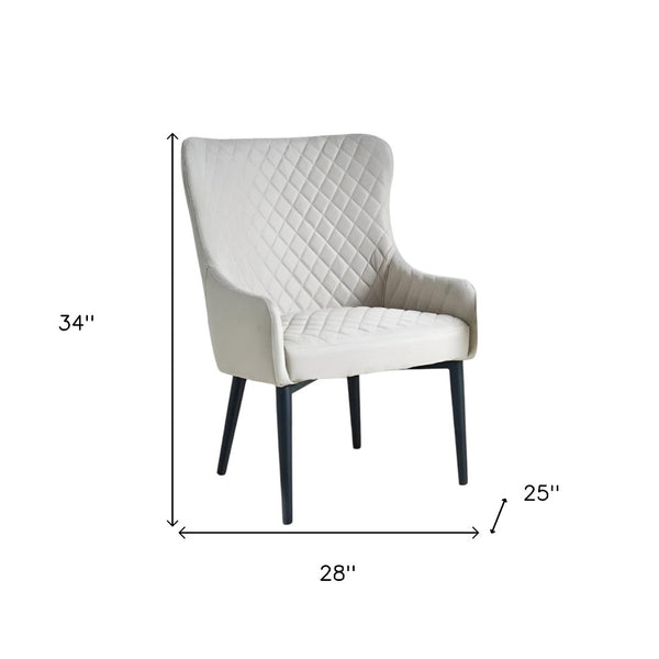 HomeRoots 28" Elegant Beige and Black Wingback Accent Chair - Modern Comfort for Living Rooms & Offices 554185