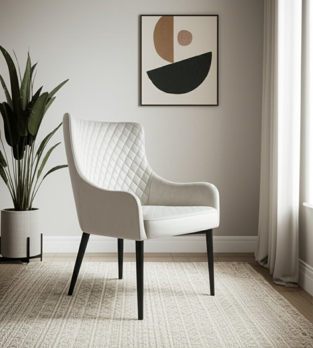 HomeRoots 28" Elegant Beige and Black Wingback Accent Chair - Modern Comfort for Living Rooms & Offices 554185