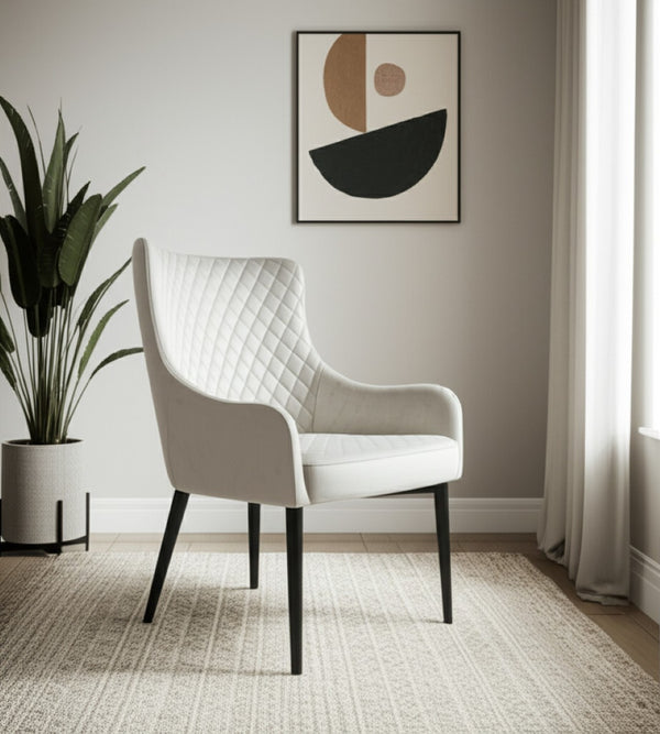 HomeRoots 28" Elegant Beige and Black Wingback Accent Chair - Modern Comfort for Living Rooms & Offices 554185