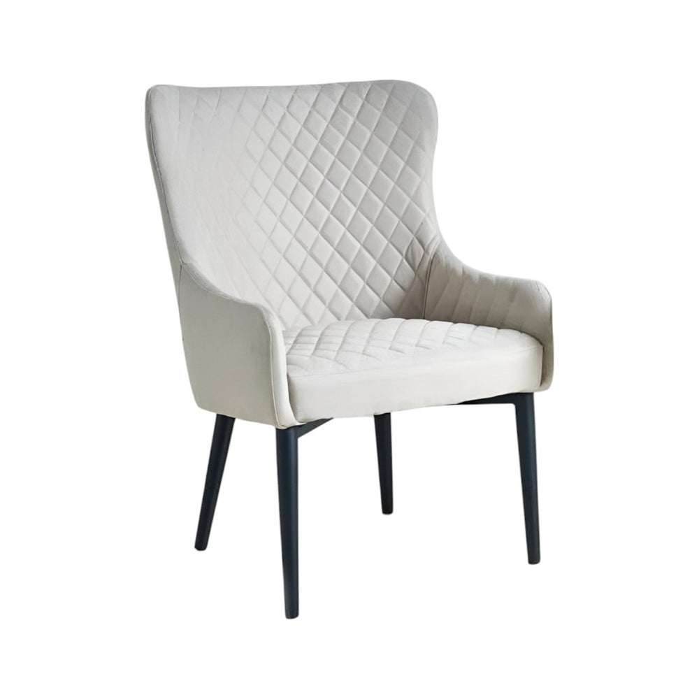 HomeRoots 28" Elegant Beige and Black Wingback Accent Chair - Modern Comfort for Living Rooms & Offices 554185