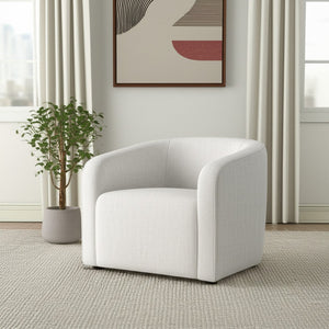 HomeRoots 32" Off White Fabric Barrel Club Chair - Modern Elegance for Living Rooms, Offices & Hospitality Spaces 554187