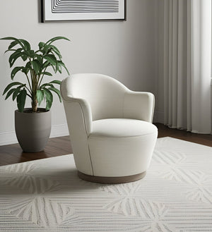 HomeRoots 27" Off White Fabric Swivel Barrel Chair - Stylish, Comfortable Accent for Modern Living Spaces & More 554188