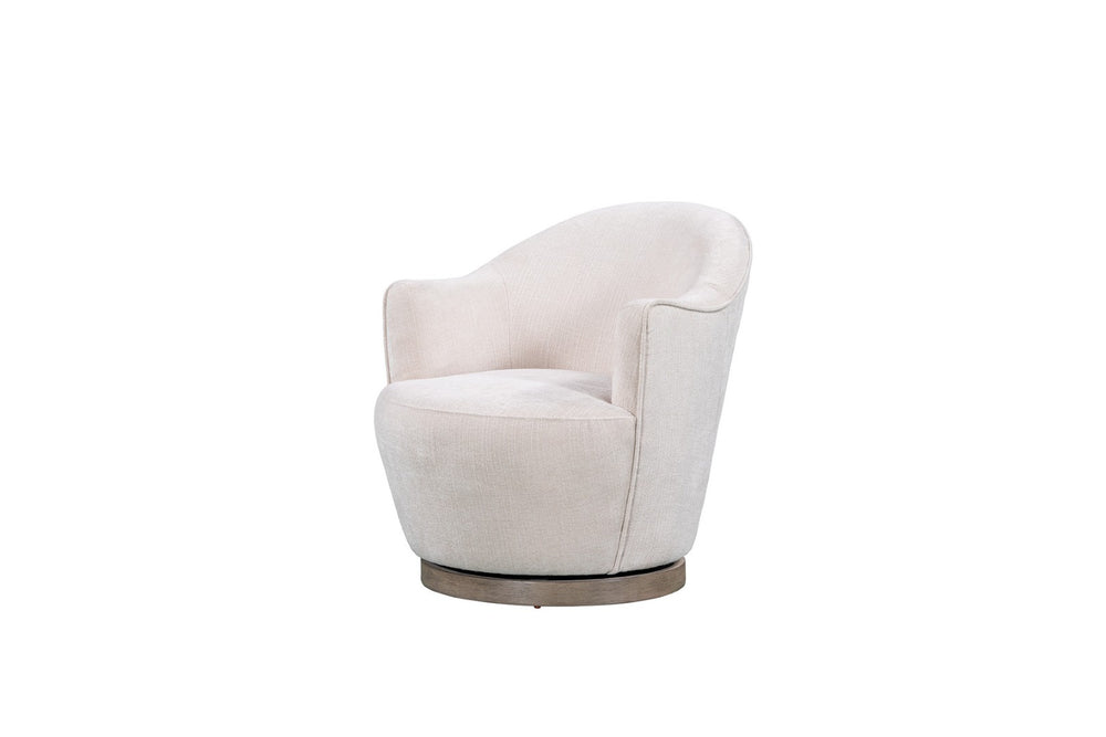 HomeRoots 27" Off White Fabric Swivel Barrel Chair - Elegant Comfort for Modern Living Spaces & Offices 554189