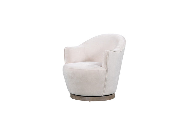 HomeRoots 27" Off White Fabric Swivel Barrel Chair - Elegant Comfort for Modern Living Spaces & Offices 554189